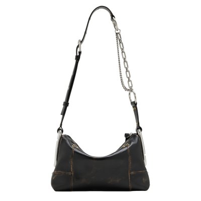THE SCENE MEDIUM SHOULDER BAG IN STUDDED DISTRESSED LEATHER